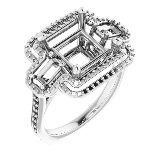 Three-Stone Halo-Style Engagement Ring