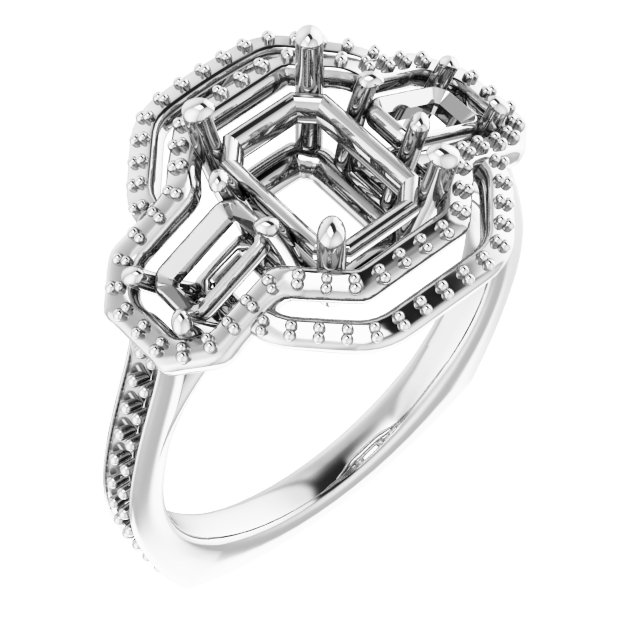 Three-Stone Halo-Style Engagement Ring