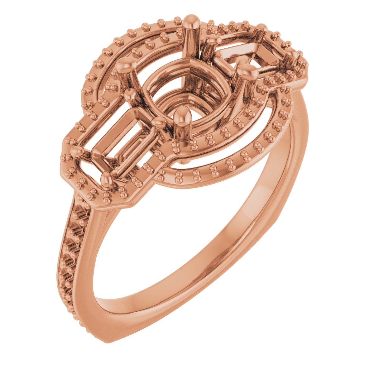 Three-Stone Halo-Style Engagement Ring