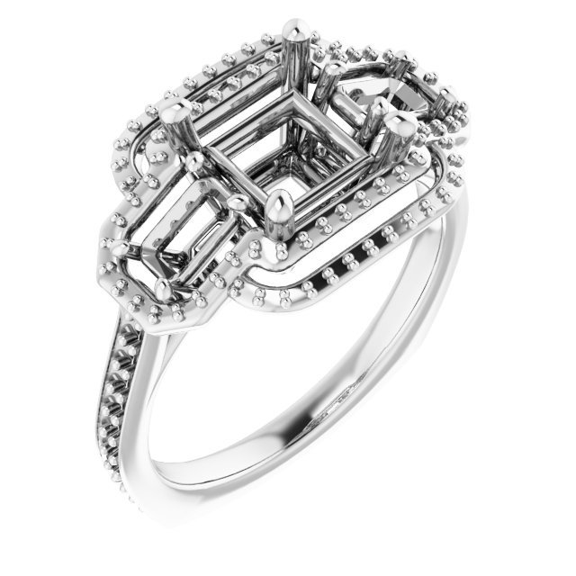 Three-Stone Halo-Style Engagement Ring