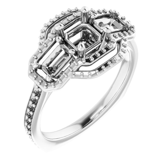 Three-Stone Halo-Style Engagement Ring