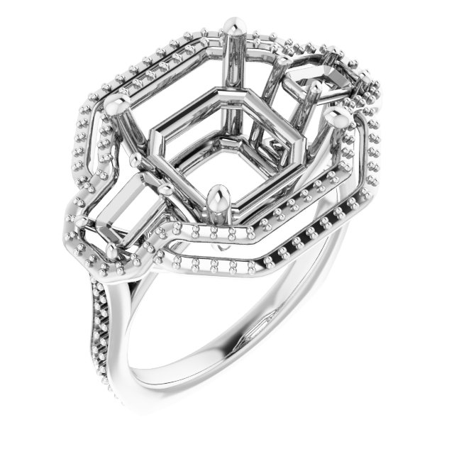 Three-Stone Halo-Style Engagement Ring