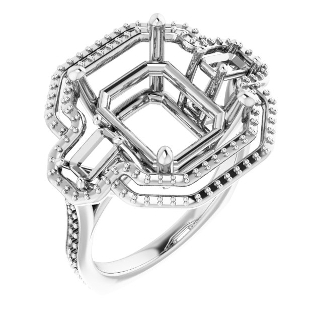 Three-Stone Halo-Style Engagement Ring