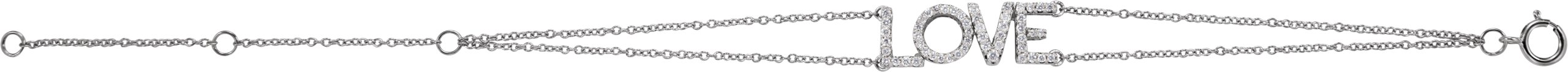 14K White 1/4 CTW Natural Diamond Love 5-7 Bracelet