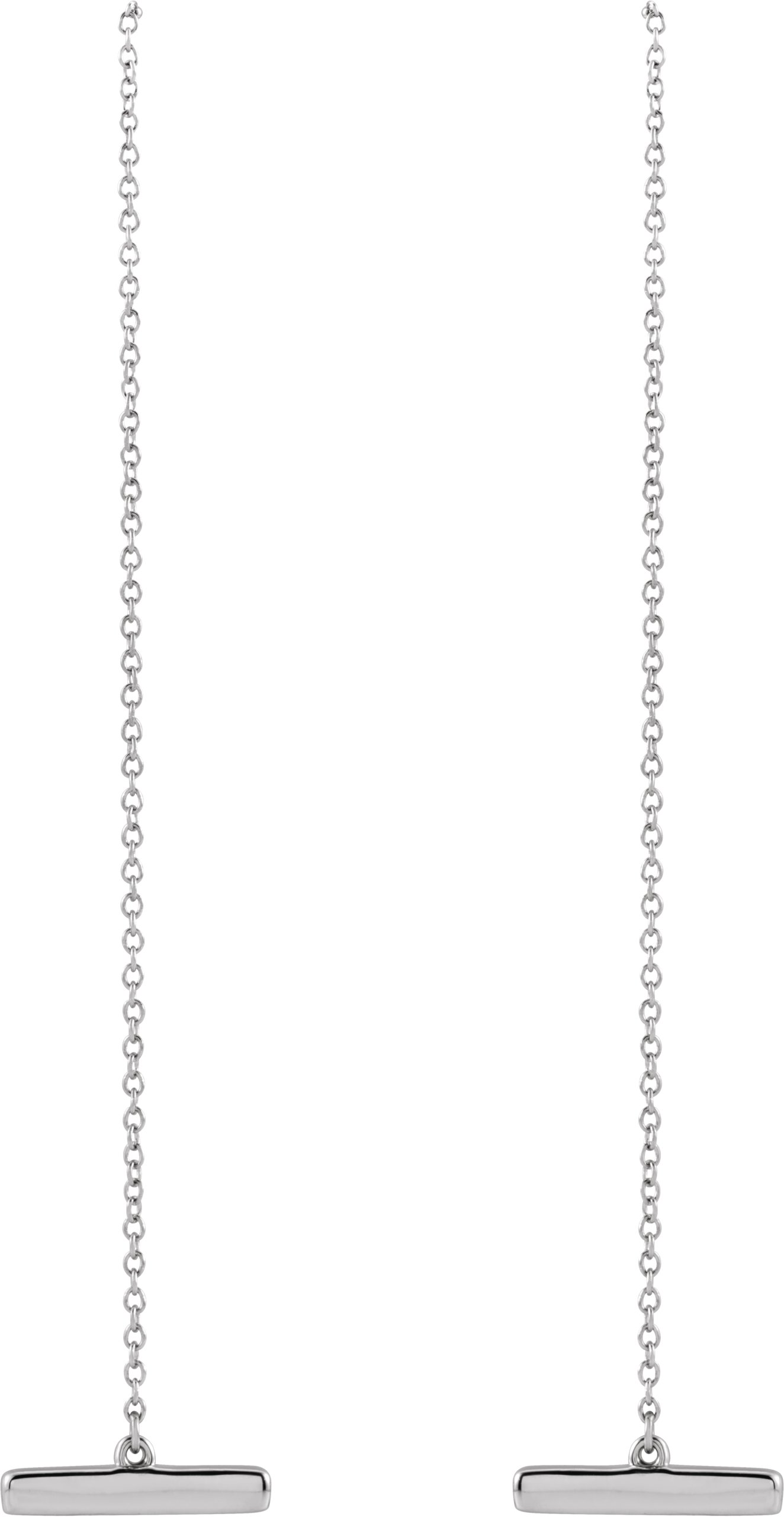 Alternative view of Bar Chain Earrings – 14K White Gold