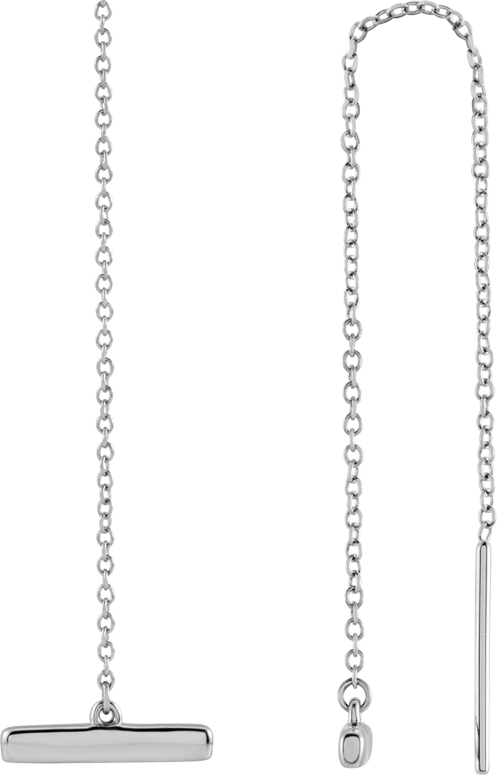 Bar Chain Earrings – 14K White Gold