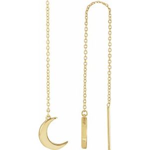 14K Yellow Crescent Moon Chain Earrings