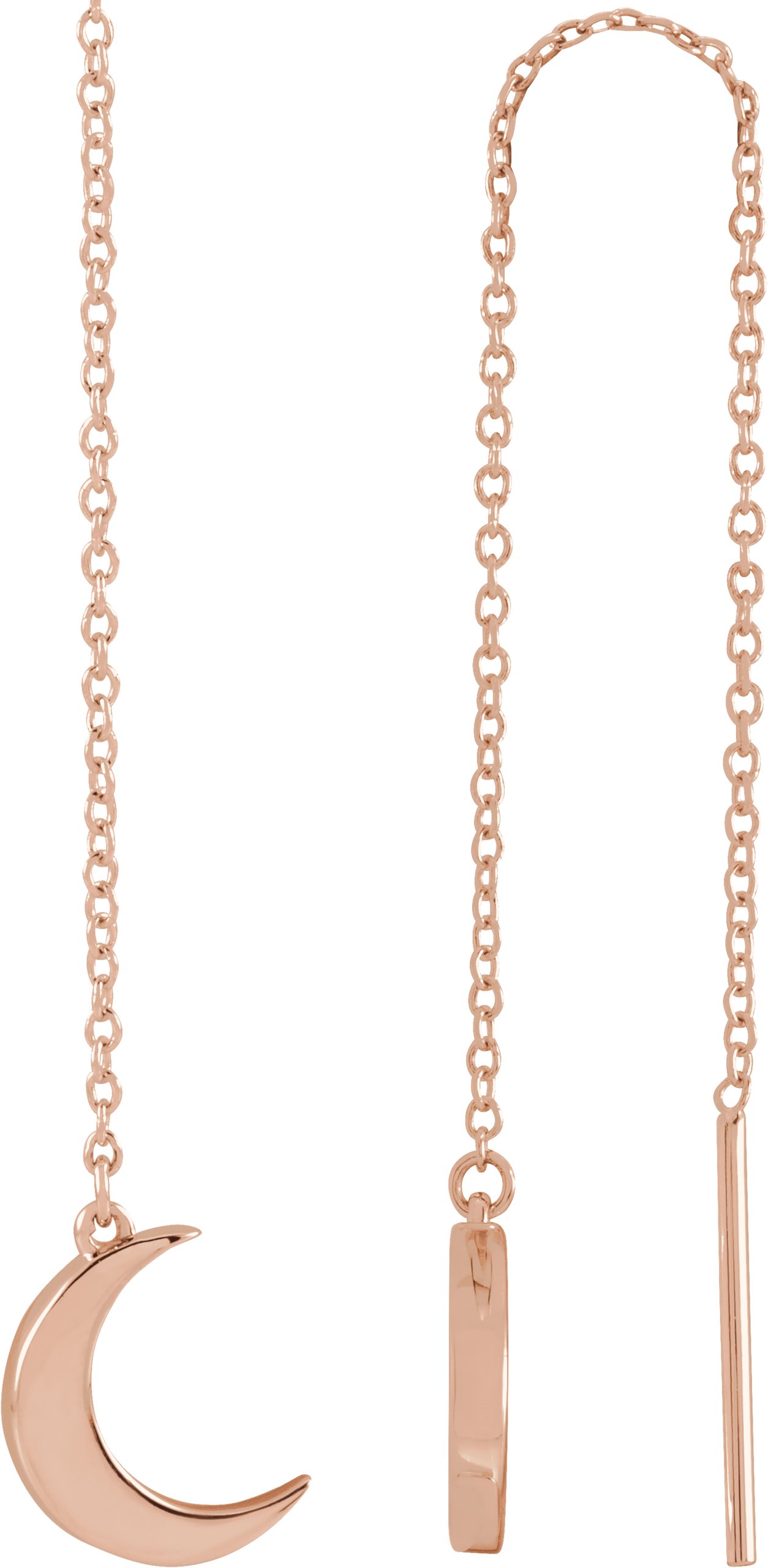 14K Rose Crescent Chain Earrings