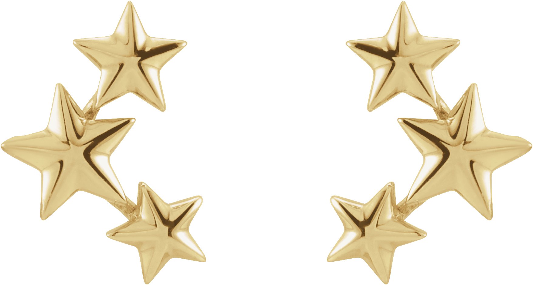 14K Yellow Star Ear Climbers