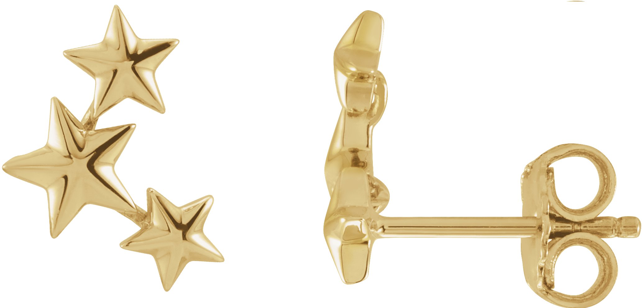 14K Yellow Star Ear Climbers