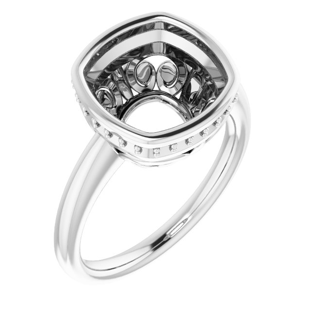 Bezel-Set Hidden Halo-Style Engagement Ring