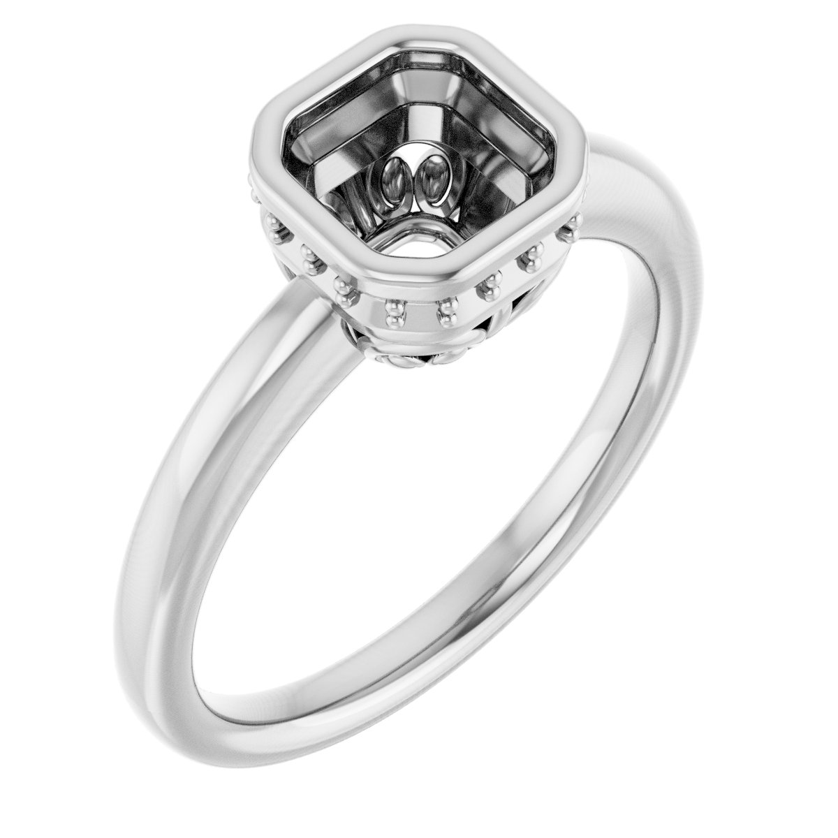 Bezel-Set Hidden Halo-Style Engagement Ring