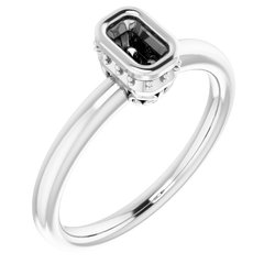 Bezel-Set Solitaire Engagement Ring with Accent