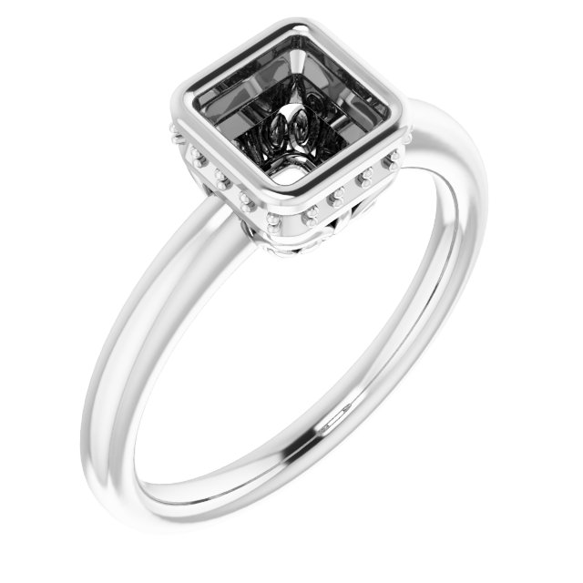 Bezel-Set Hidden Halo-Style Engagement Ring