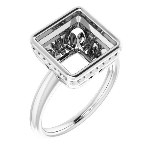 Bezel-Set Hidden Halo-Style Engagement Ring