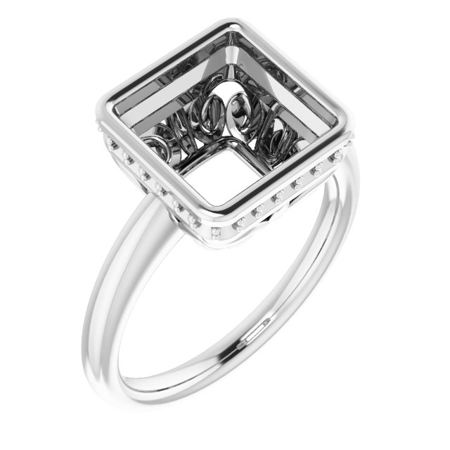 Bezel-Set Hidden Halo-Style Engagement Ring