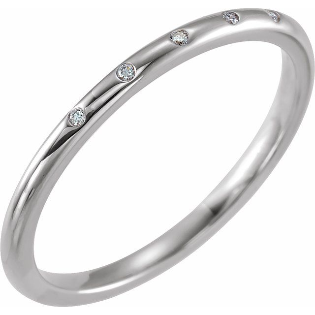 14K White .025 CTW Natural Diamond Ring Size 18