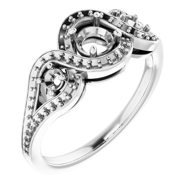 Three-Stone Halo-Style Engagement Ring