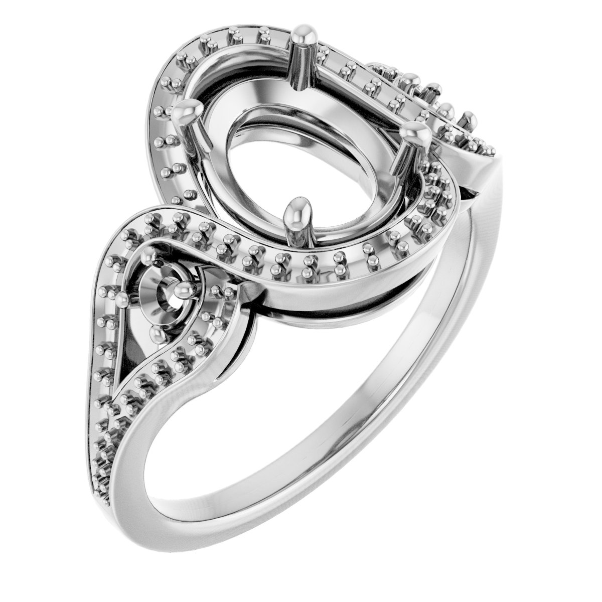 Three-Stone Halo-Style Engagement Ring
