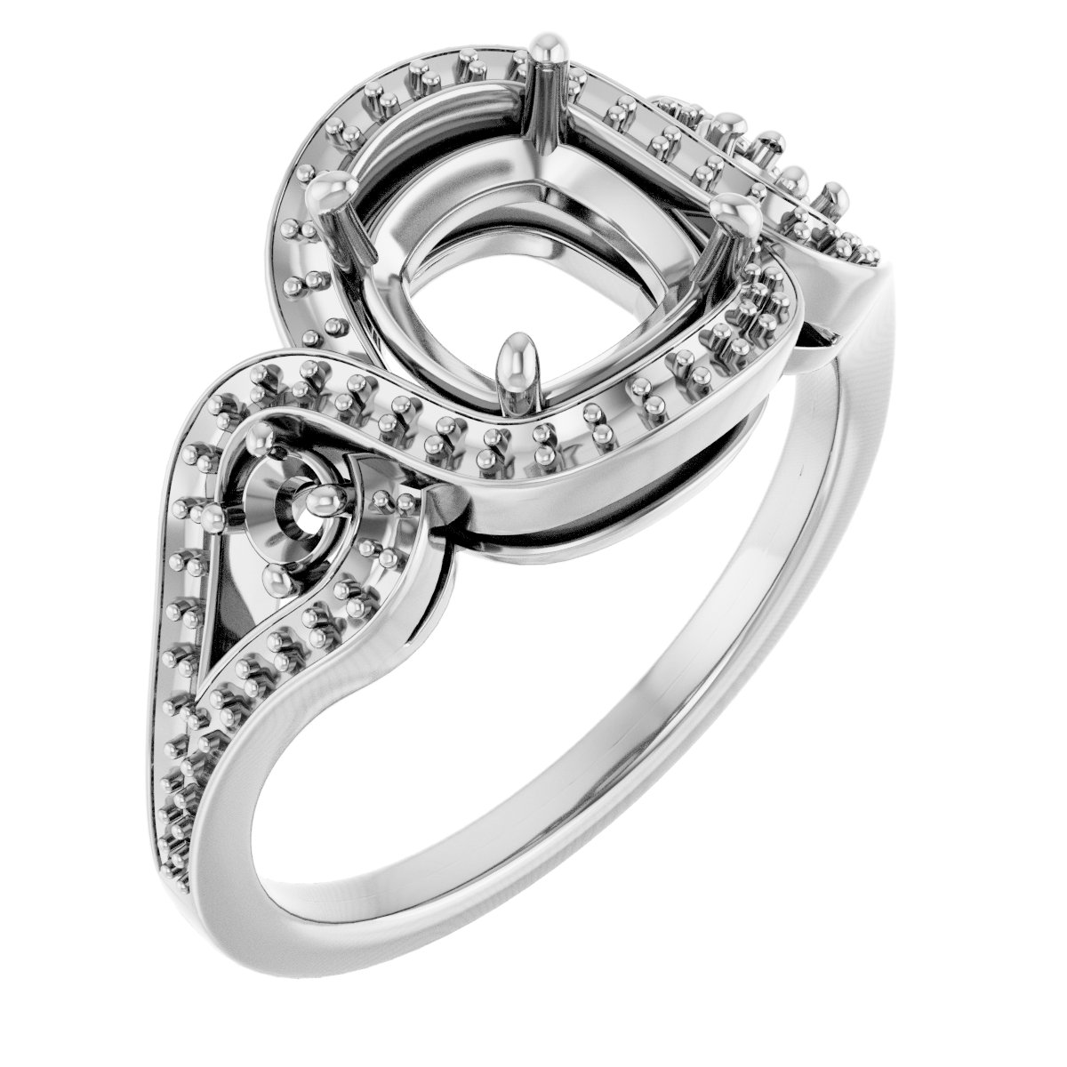 Three-Stone Halo-Style Engagement Ring