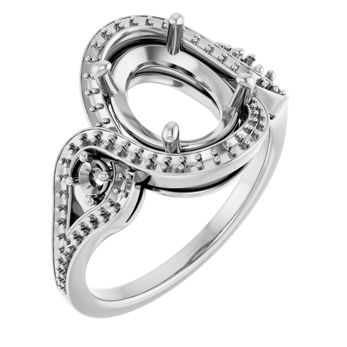 Three-Stone Halo-Style Engagement Ring