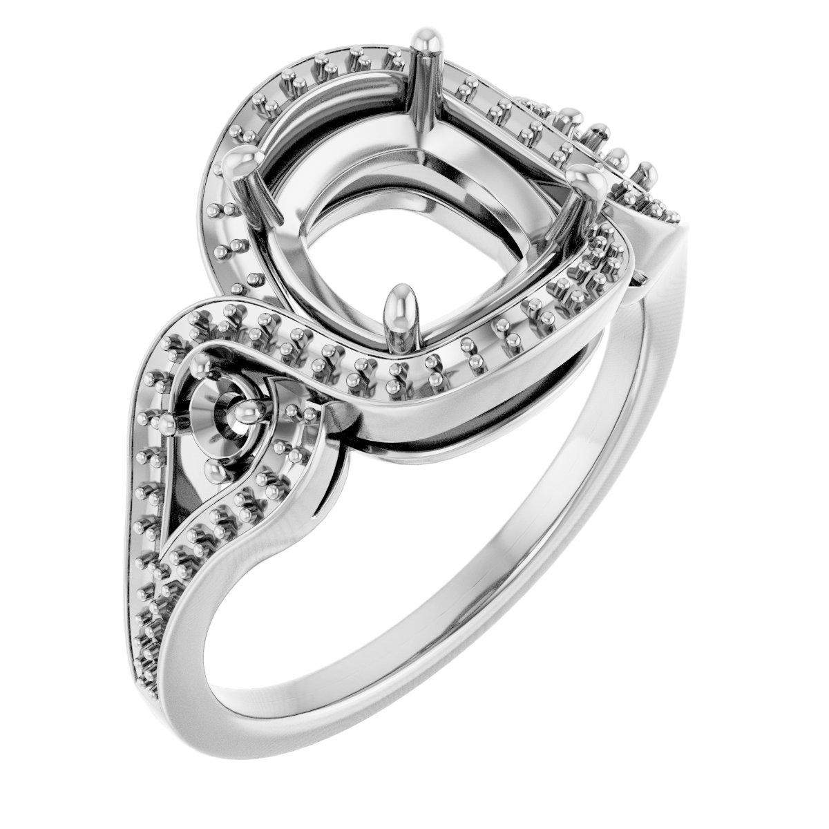 Three-Stone Halo-Style Engagement Ring