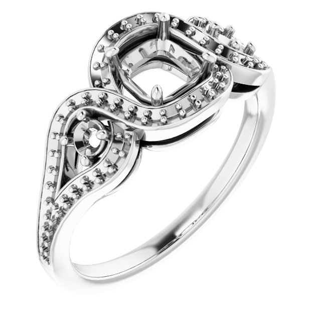 Three-Stone Halo-Style Engagement Ring