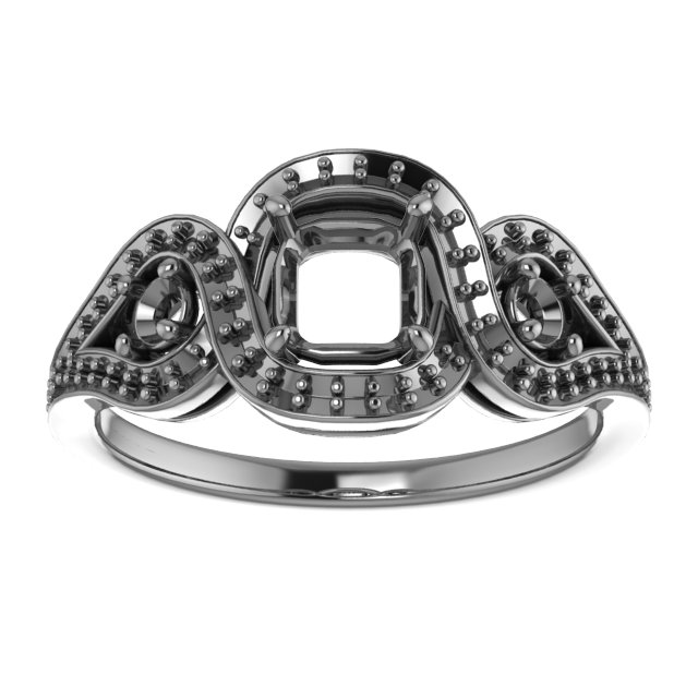5 mm Asscher Engagement Ring Mounting view 3