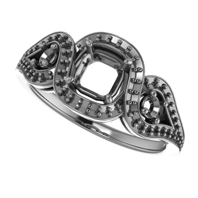 5 mm Asscher Engagement Ring Mounting view 5