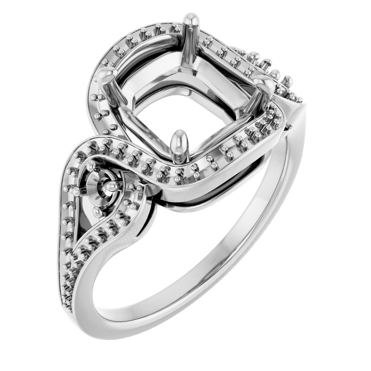 Three-Stone Halo-Style Engagement Ring