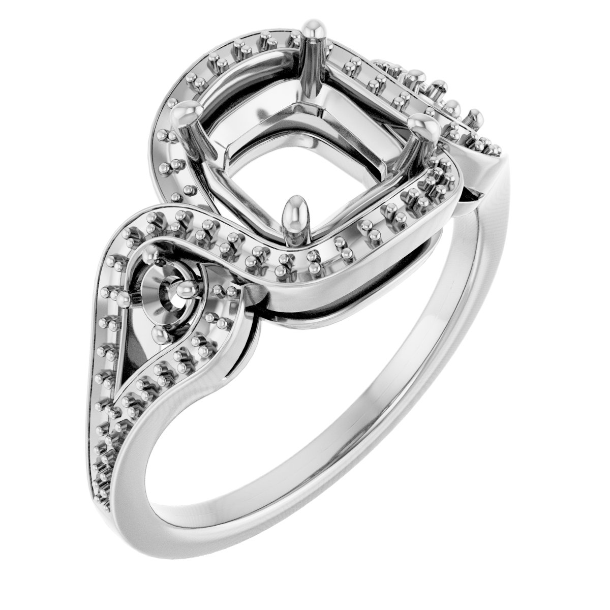 Three-Stone Halo-Style Engagement Ring