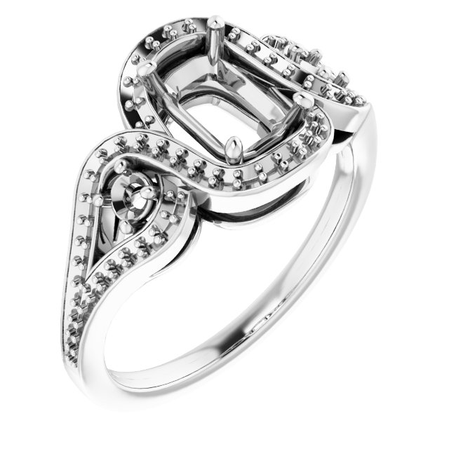 Three-Stone Halo-Style Engagement Ring