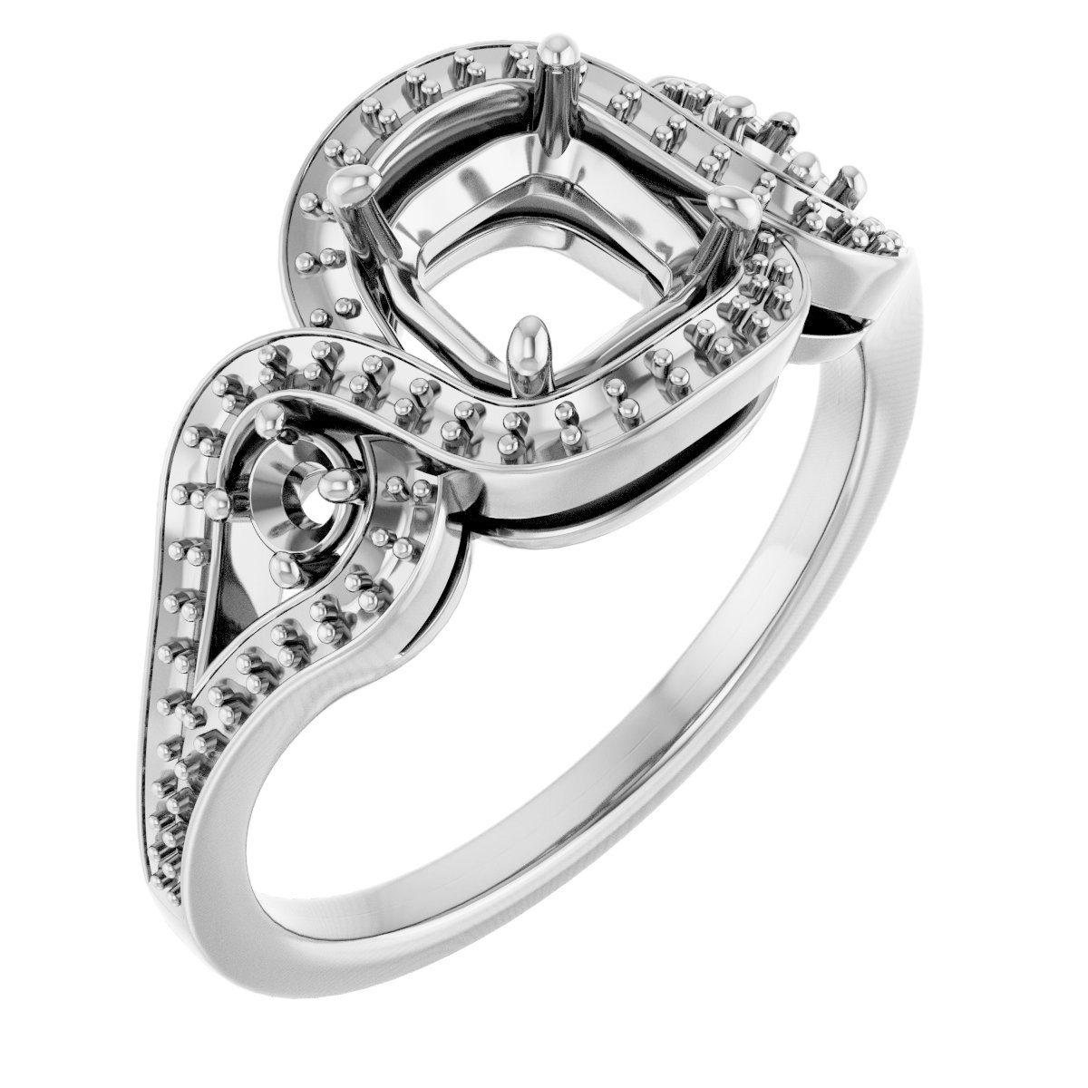 Three-Stone Halo-Style Engagement Ring