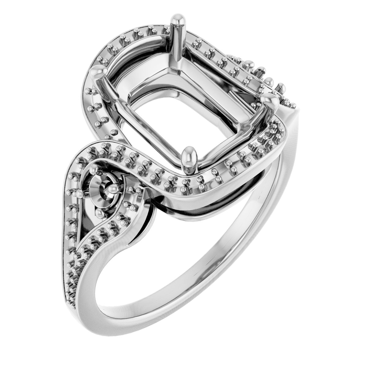 Three-Stone Halo-Style Engagement Ring