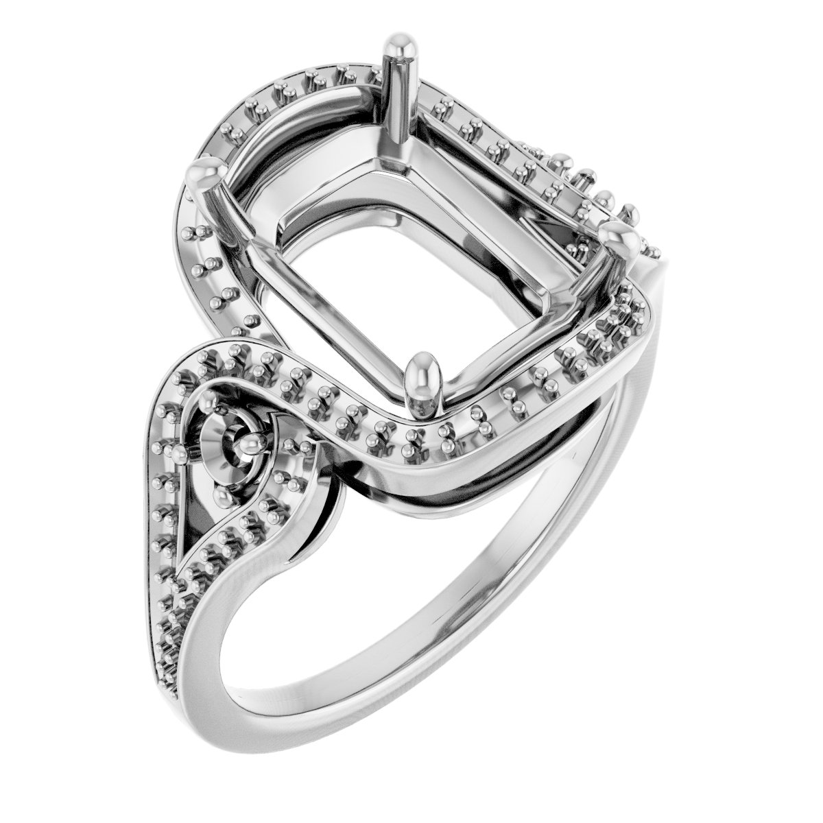 Three-Stone Halo-Style Engagement Ring