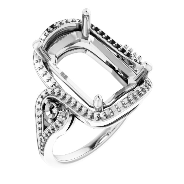 Three-Stone Halo-Style Engagement Ring