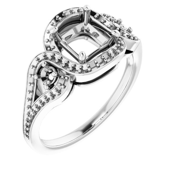 Three-Stone Halo-Style Engagement Ring