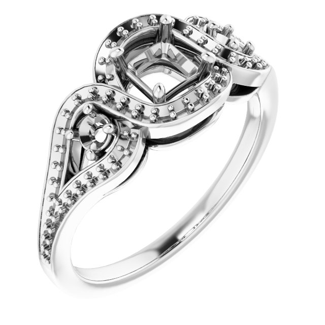 Three-Stone Halo-Style Engagement Ring