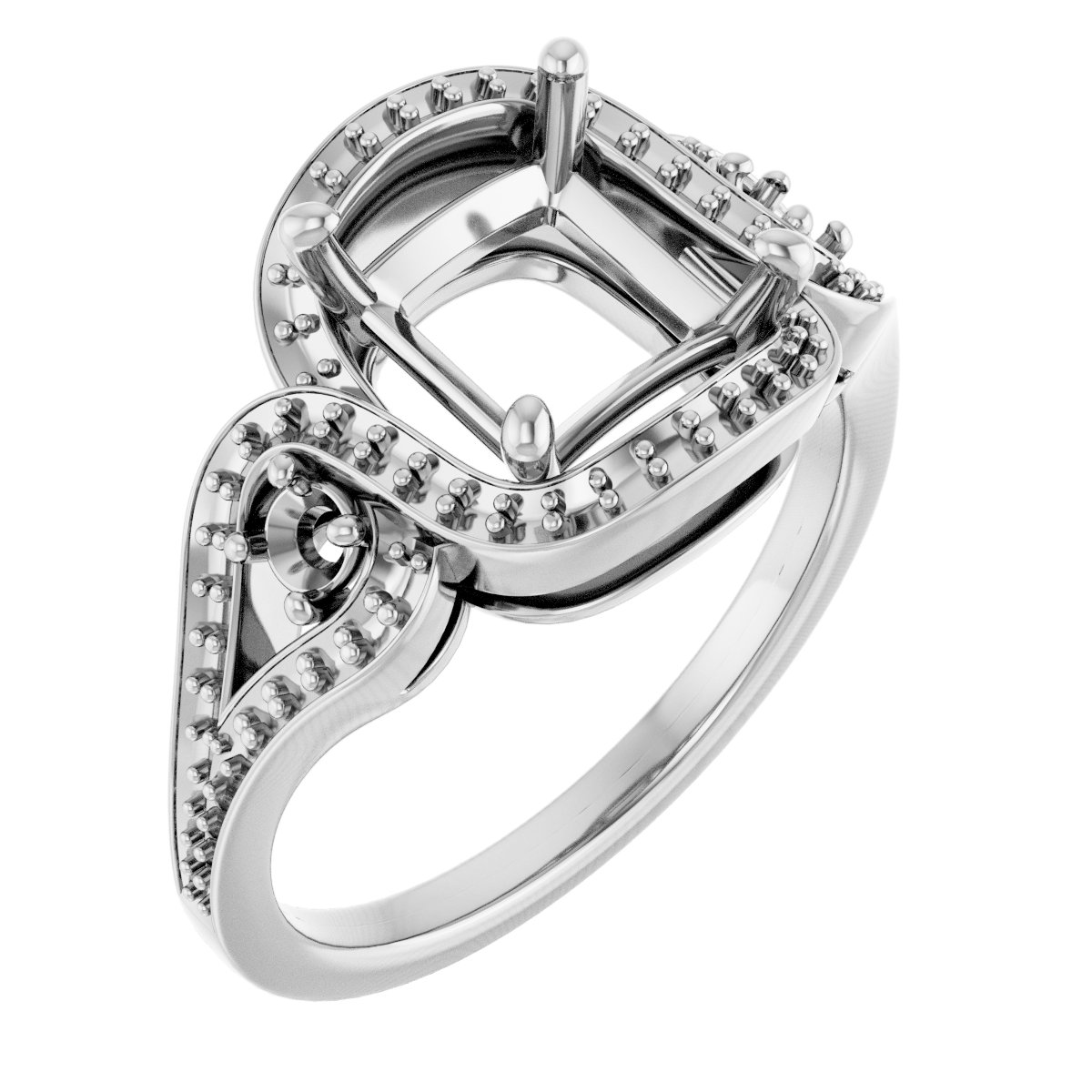 Three-Stone Halo-Style Engagement Ring