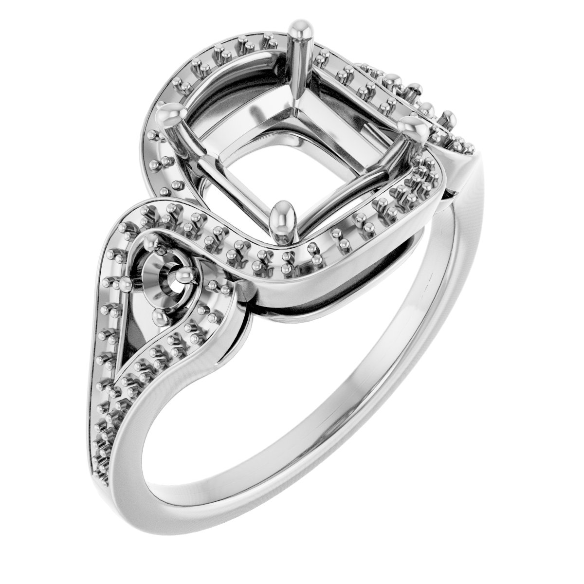 Three-Stone Halo-Style Engagement Ring