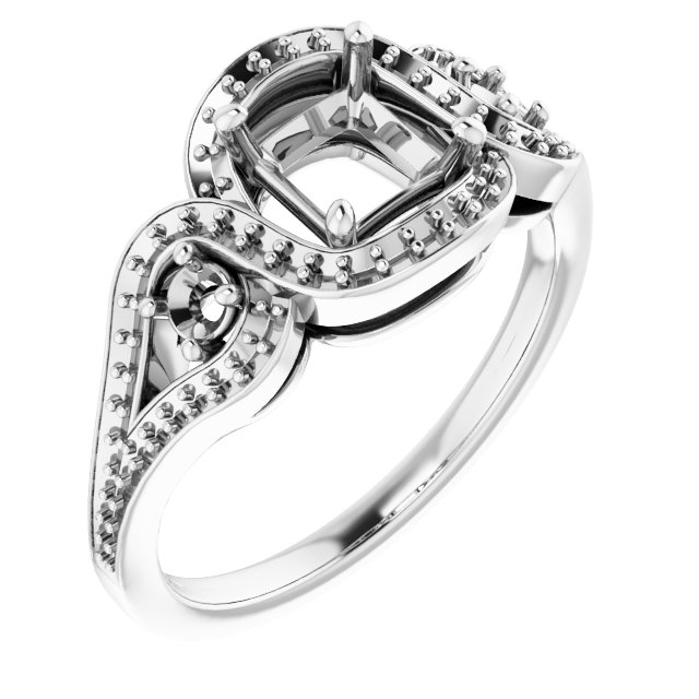 Three-Stone Halo-Style Engagement Ring