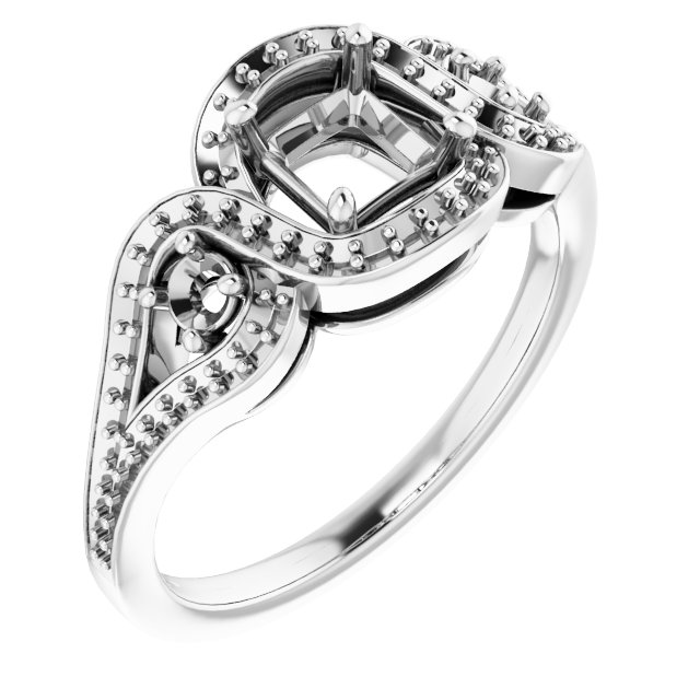 Three-Stone Halo-Style Engagement Ring
