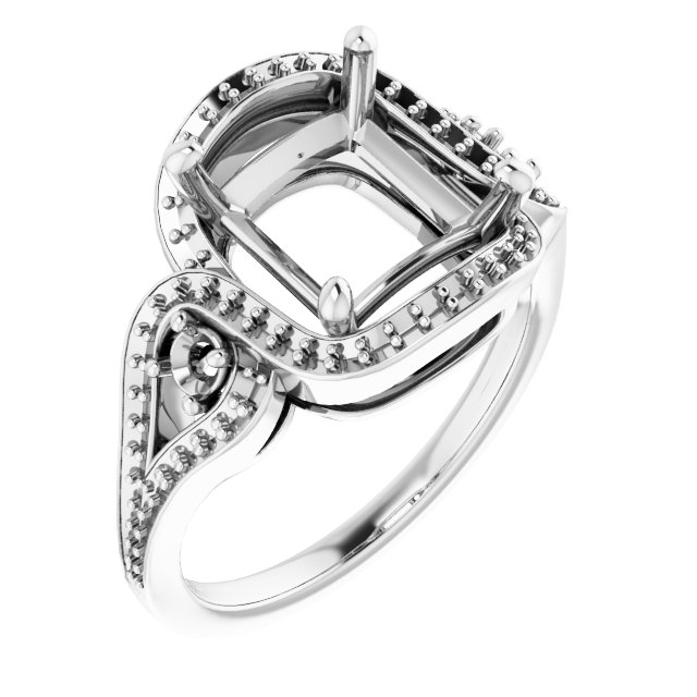 Three-Stone Halo-Style Engagement Ring