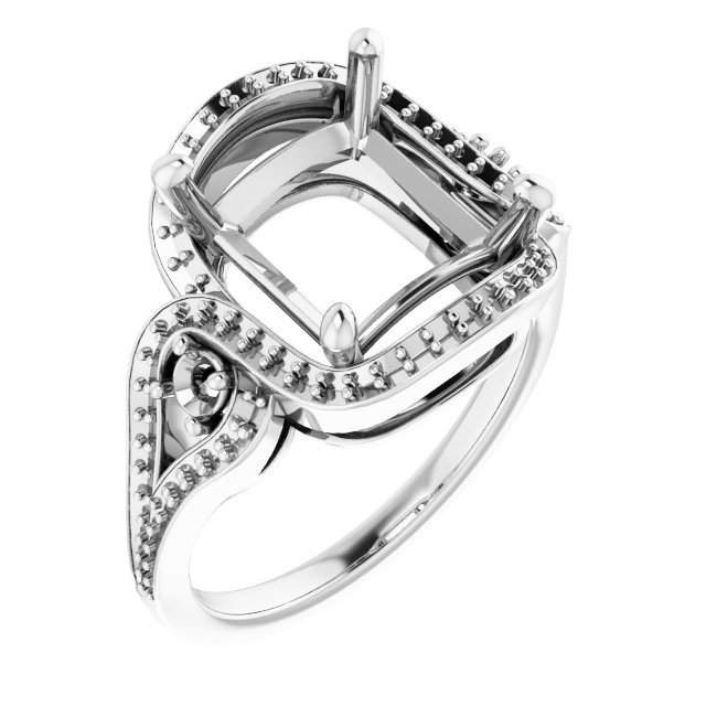 Three-Stone Halo-Style Engagement Ring