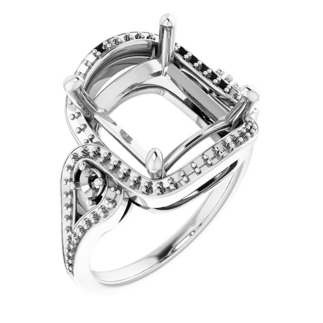 Three-Stone Halo-Style Engagement Ring