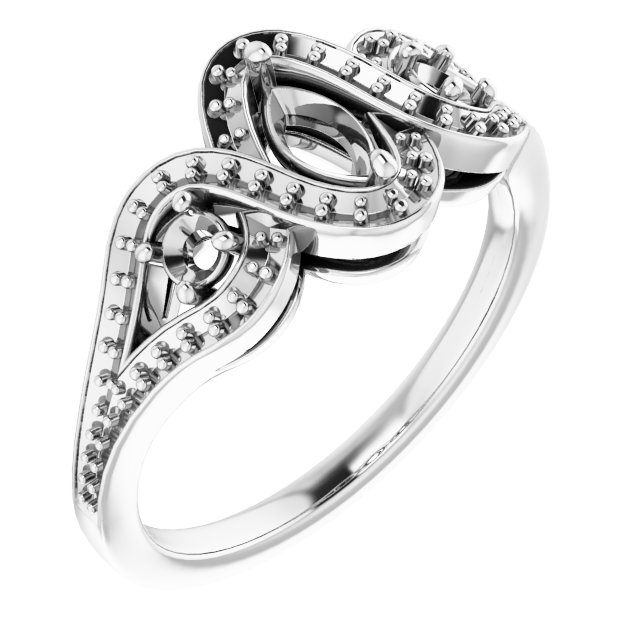 Three-Stone Halo-Style Engagement Ring