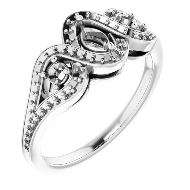 Three-Stone Halo-Style Engagement Ring