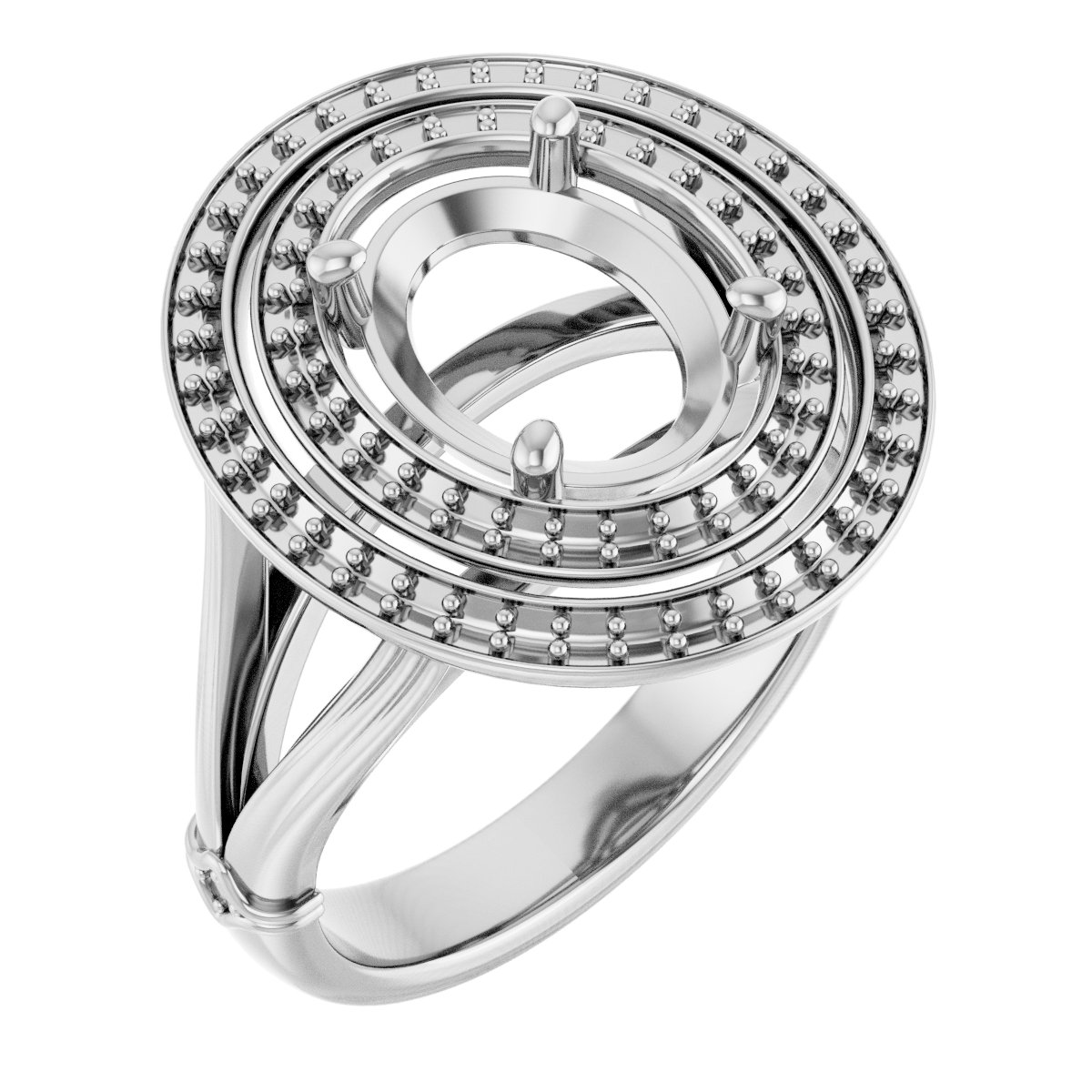 Double Halo-Style Engagement Ring