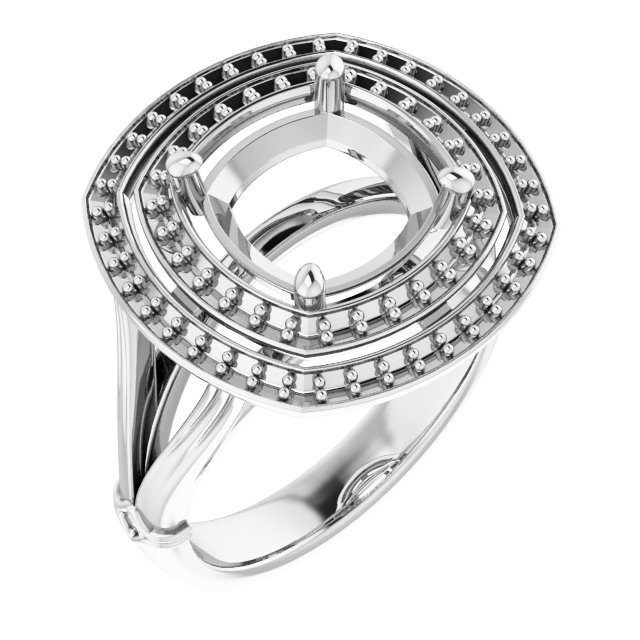 Double Halo-Style Engagement Ring