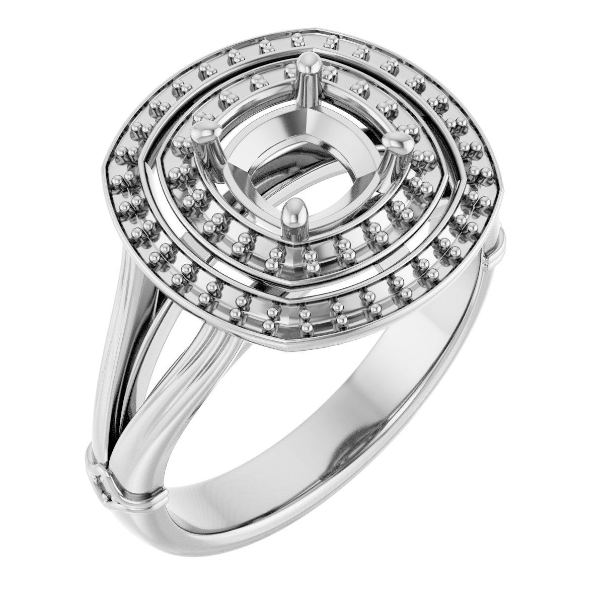 Double Halo-Style Engagement Ring